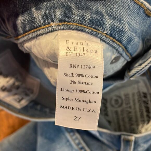 Frank & Eileen Monaghan button fly high rise raw hem jeans 27 $328! - Picture 9 of 14